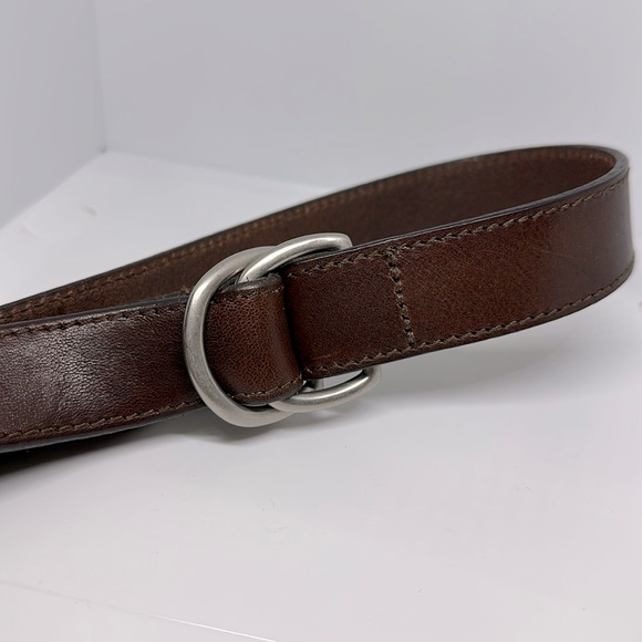 🫎 men’s brown A&F Abercrombie & Fitch leather belt W brass buckle - Picture 3 of 4